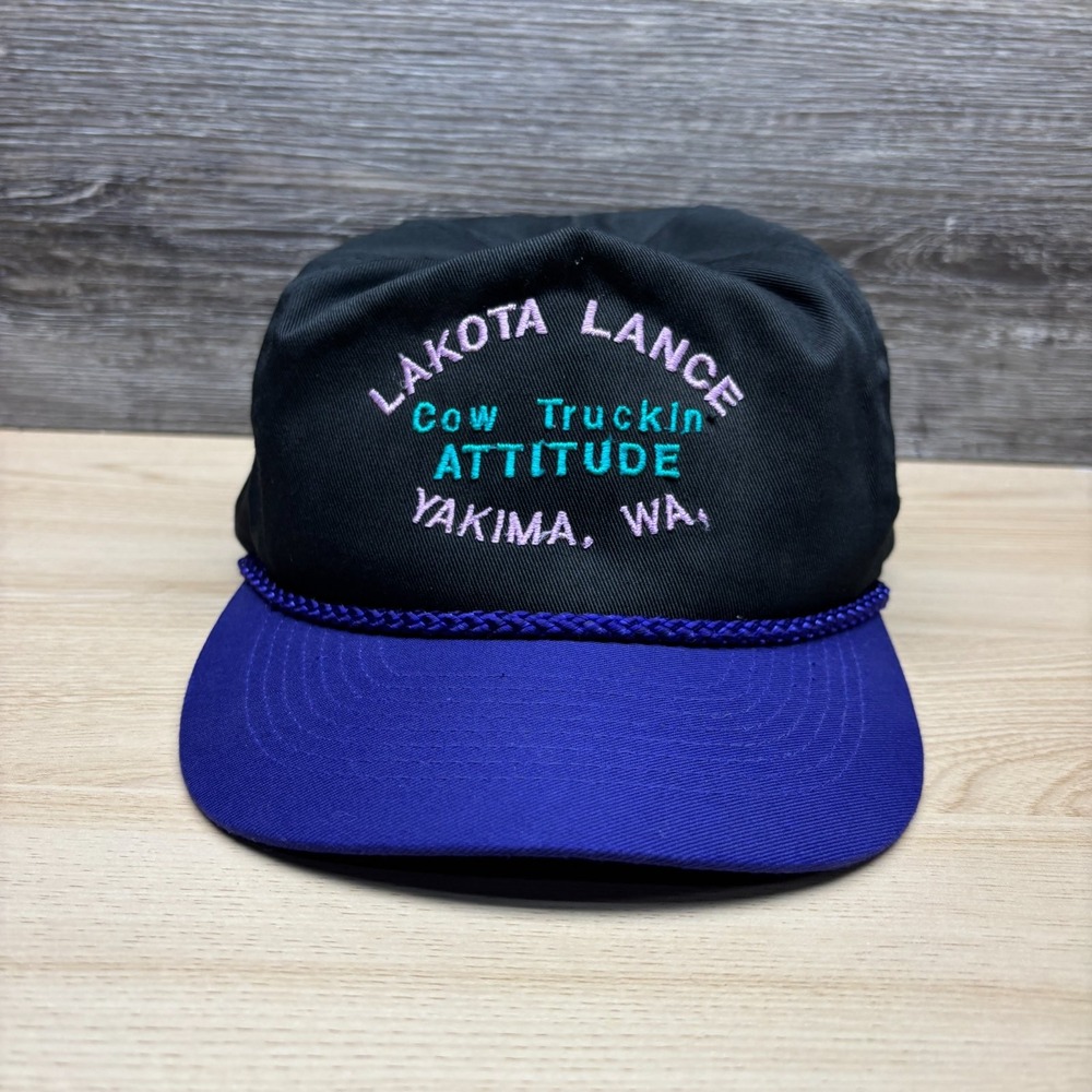 Vintage Lakota Lance Hat Cap Snapback Black Trucker Yakima Washington 90s